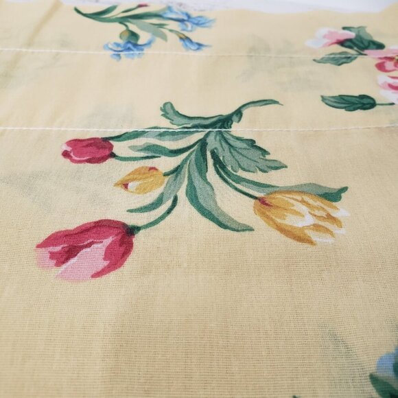 Yellow Floral Window Valance Curtain  84" X 17" 3" rod pocket - Picture 3 of 5